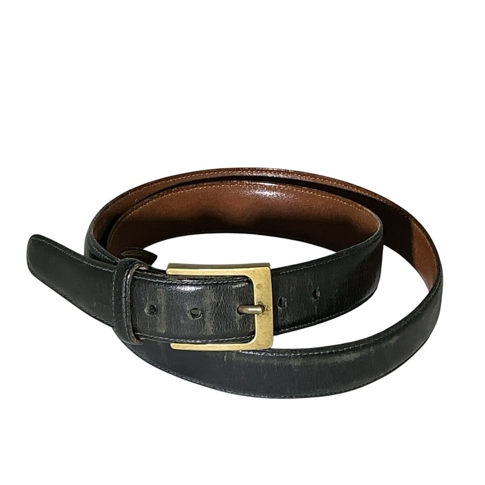Trafalgar Black Leather Belt 42" X 1.125" Solid Brass Buckle